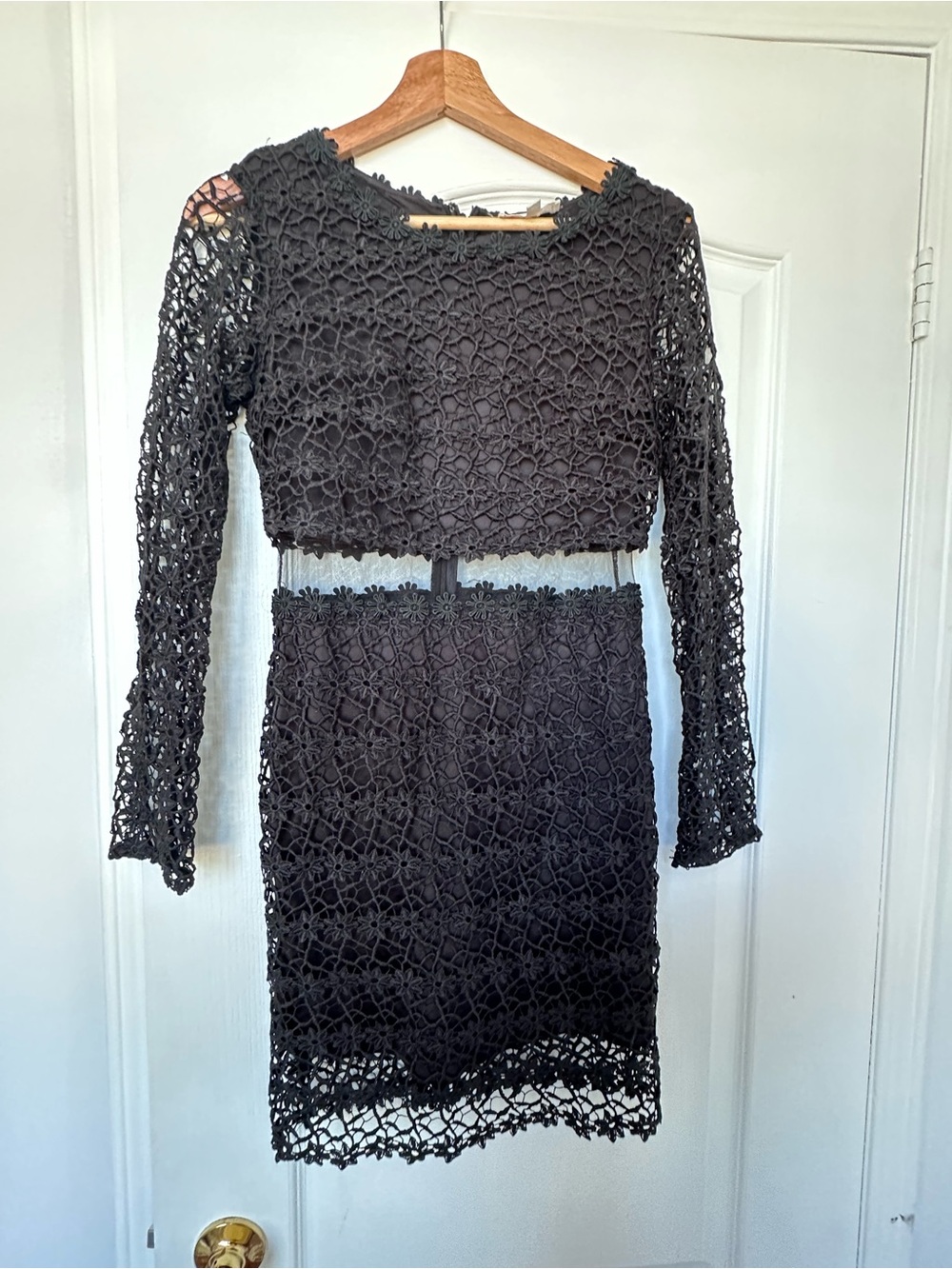 L'ATISTE Black Crochet Long-Sleeve One Piece Dress Set